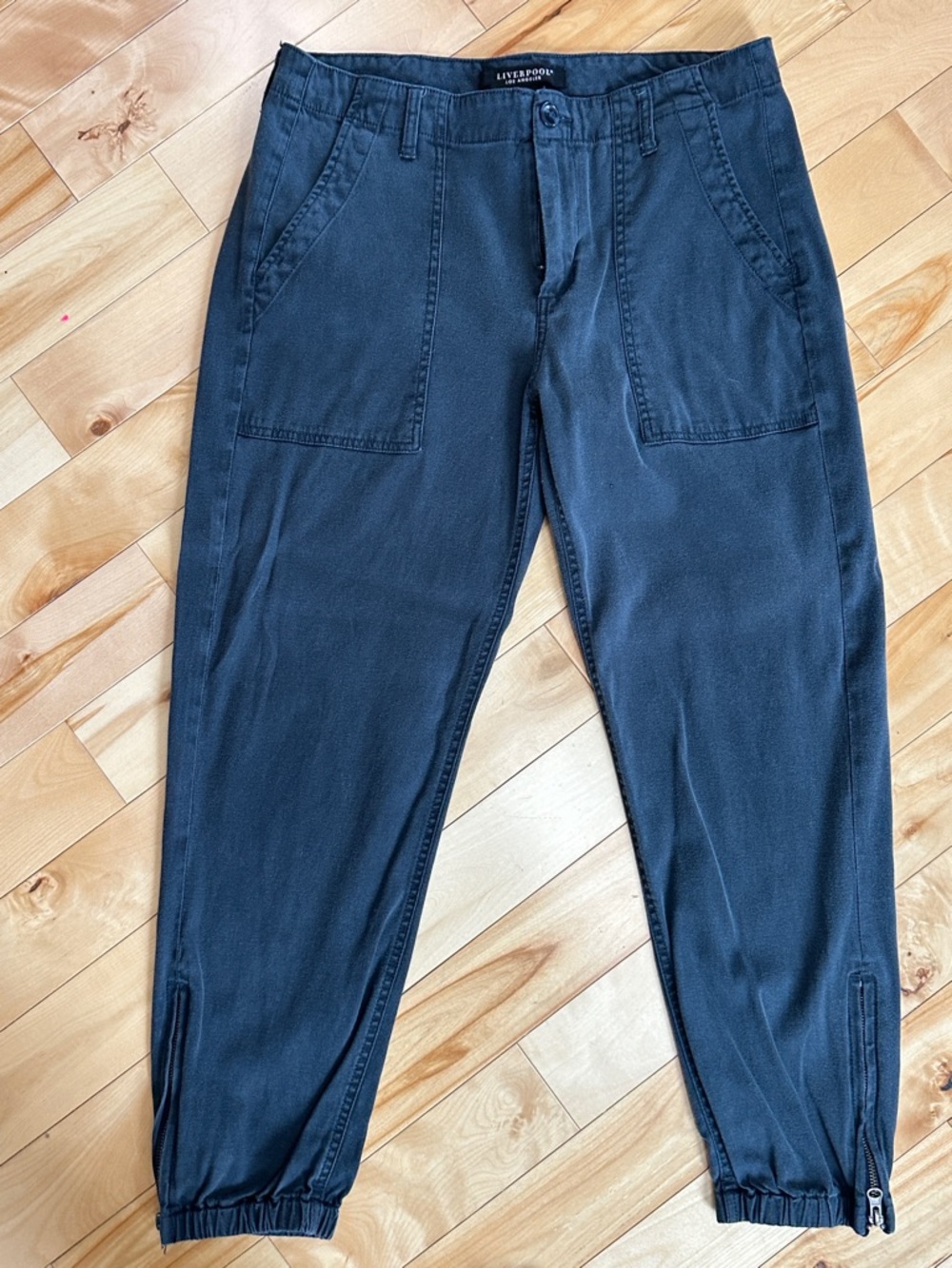 Washed Navy  Elastic Cuff Pants